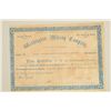 Washington Mining Company Stock Certificate  for 100 shares “Tombstone Mining District,  Arizona ter