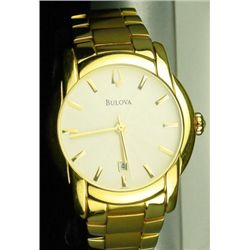 Sleek Mans gold tone Bulova watch. Estimate  $300-$500