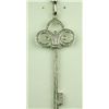 Image 2 : Sleek ladies Sterling Silver handmade ‘KEY’  design neckpiece micro set with 40 round  diamonds weig