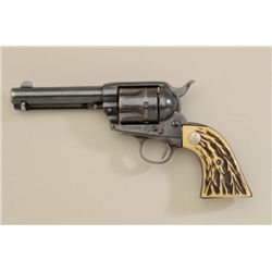 Colt SAA revolver, .45 cal., 4-3/4” barrel,  blue finish, faux stag grips, #255469. This  gun is in 