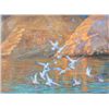 Original oil on canvas signed J. Wilsher and  titled “Sea Gull Dance”, Santa Cruz Island,  1992 (Off