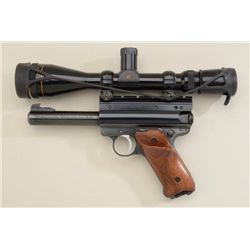 Ruger MK II semi-auto pistol, .22 cal., 4”  heavy barrel with Leupold Vari-X scope 3.5 x  10 power s