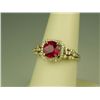 Image 2 : Elegant 14 karat yellow gold ladies ring set  with a round red ruby weighing approx.  1.50-2.00 cara