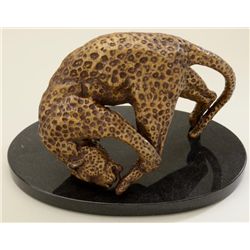 Leopard bronze, #1/50 by Van Howd. Dough Van  Howd was R.E. Petersen’s favorite sculptor,  11” x 6”,