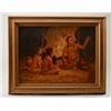 Image 2 : Original oil painting on canvas signed L.  Tayson lower left portraying Indian  storyteller reading 