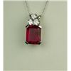 Image 3 : Gorgeous 14 karat white gold ladies pendant  set with an emerald cut created Ruby weighing  approx. 