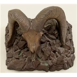 Brownell marked bronze of big horn sheep,  5-10 numbered, 4” in height by 5-1/2”, desk  size.  From 