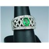 Image 3 : Gorgeous 14 karat heavy white gold ladies  intricate design ring set with a fern green  Emerald weig