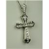 Image 1 : High quality 14 karat white gold ladies  custom made cross pave set with 23 round  “IDEAL’cut diamon