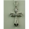 Image 2 : High quality 14 karat white gold ladies  custom made cross pave set with 23 round  “IDEAL’cut diamon