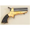 Image 2 : Modern Uberti copy of a Sharps 4 barrel  derringer, .22 cal., brass frame, blue finish  to barrels, 