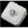 Image 1 : One ladies ring made in 14k white gold set  with an emerald cut aquamarine weighing  approx. 5ct and