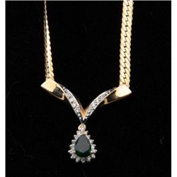 One ladies pear shaped chrome tourmaline and  diamond necklace in 14k yellow gold.  TW 8gms  Est.: $