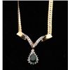 One ladies pear shaped chrome tourmaline and  diamond necklace in 14k yellow gold.  TW 8gms  Est.: $