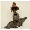 Image 2 : Antique brass inkwell in for of dog with  game; 12” across, 5” in height, no glass well  for ink, he