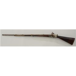 Turkish or Caucasian Miquelet flintlock rifle  with pearl and small brass concentric inlays  attribu