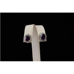 Pair of amethyst and diamond 14K gold ladies  earrings from an estate; good quality;  weights not kn