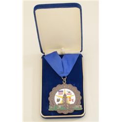 City of Beverly Hills Award Medal given to  Margie Petersen May 24, 1996 in box.  From  the estate o