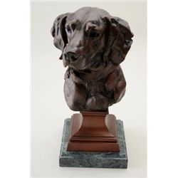 Le Courtier marked bronze of hunting dog  mounted on marble, founder marked Casa  aBellas Artes, Bue