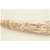 Image 4 : Cast material to resemble tusk with  panographed 19th century scrimshaw. 23".  Great display. patrio
