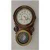 Image 1 : Japanese wall clock – no name – wood case.   Aichiken label on back.  Pendulum and key.   Chimes on 