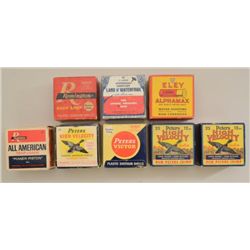 Collection of 10 boxes of old shotgun shells,  circa 1960’s and 1950’s; Peters, Eley,  Remington, ni