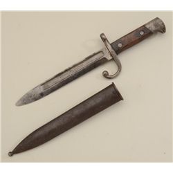 Remington-marked bayonet with scabbard for  rolling block rifle, 8-3/4” balde; tip  trimmed; some pi