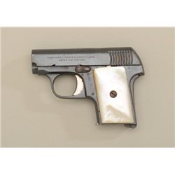 Spanish Astra pocket semi-auto pistol, 6.35mm  cal., 2-1/4” barrel, blue finish, pearl  grips, #2988