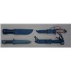 Image 2 : Lot of three knives and one bayonet including  a Camulus USN-marked knife with leather  stacked grip