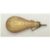 Image 1 : Large brass powder flask with US stand of  flags, shaking hands and spread eagle on both  sides, app