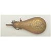 Image 2 : Large brass powder flask with US stand of  flags, shaking hands and spread eagle on both  sides, app