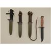 Image 1 : Lot of three U.S. bayonets and one fighting  knife including USM8 bayonet and M8A1 sheath  in overal