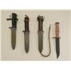 Image 2 : Lot of three U.S. bayonets and one fighting  knife including USM8 bayonet and M8A1 sheath  in overal