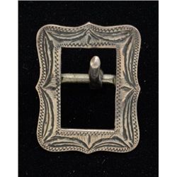 Small finely engraved buckle marked  “Sterling” on back, approx. 1-1/2” x 1-1/4”  in overall very go