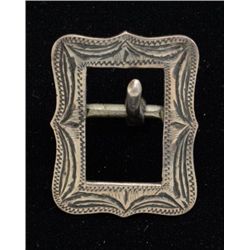 Small finely engraved buckle marked  “Sterling” on back, approx. 1-1/2” x 1-1/4”  in overall very go