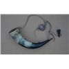 Image 2 : Powder horn and small priming horn set  approx. 11” overall (priming horn approx. 2”)  with carved w