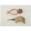 Image 1 : Interesting lot consisting of an old metal  bell affixed to a bent wood collar, possibly  for a smal