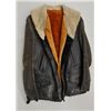 Image 1 : Two-toned fleece lined leather aviator’s  jacket in worn but overall good condition  accompanied by 