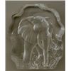 Image 1 : Carved and etched art glass signed and dated  1988 on base of bull elephant (illegible  signature). 