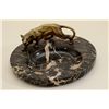 Image 2 : Classic art deco bronze panther on marble  ashtray, no signature, 11” across center, 4”  in height, 