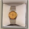 Image 1 : Omega Constellation Swiss-made watch in box  with papers; stainless steel with gold face  and trim; 