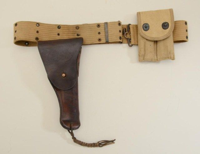 U S Flap Leather Holster For A 1911 Pistol With Tan Woven Mills 