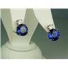 Image 2 : Gorgeous 14 karat white gold ladies handmade  earrings set with two matching round Ceylon  type colo