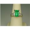 Image 2 : Stunning 14 karat yellow gold ladies custom  made ring set with a Colombian Emerald  weighing 3.35 c