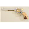 Image 1 : Colt SAA revolver, .45 cal., 7-1/2” barrel,  re-nickeled finish, with gold trim, staghorn  grips; al