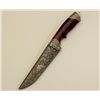 Image 3 : Fancy hunting knife with select wood grip;  shows pattern steel plate with silver inlay,  12”, Easte