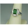 Image 1 : Exquisite 14 karat white gold ladies ring and  pendant ensemble set with two matching fern  green Em