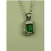 Image 2 : Exquisite 14 karat white gold ladies ring and  pendant ensemble set with two matching fern  green Em