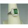 Image 3 : Exquisite 14 karat white gold ladies ring and  pendant ensemble set with two matching fern  green Em