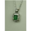 Image 4 : Exquisite 14 karat white gold ladies ring and  pendant ensemble set with two matching fern  green Em